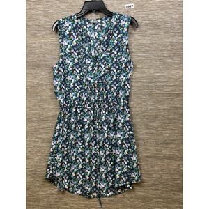 Gap Summer Dress Womens Size M Black Floral Casual Drawstring Waist Sleeveless